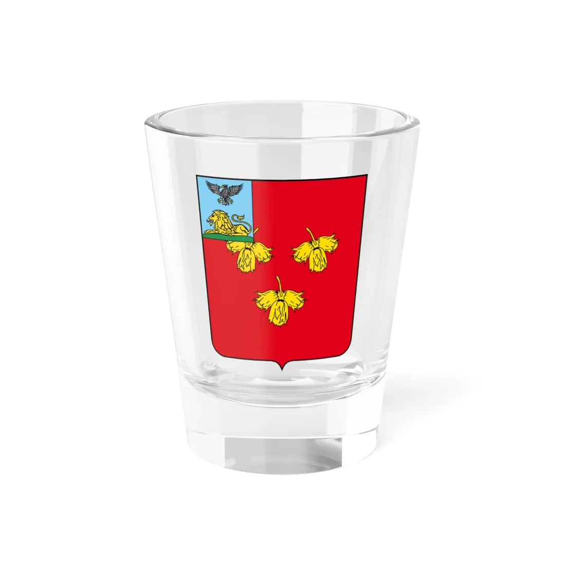 Coat of Arms of Krasnoye rayon Belgorod oblast (Russia) (Coat of Arms) Shot Glass 1.5oz 1.5oz - Go Mug Yourself