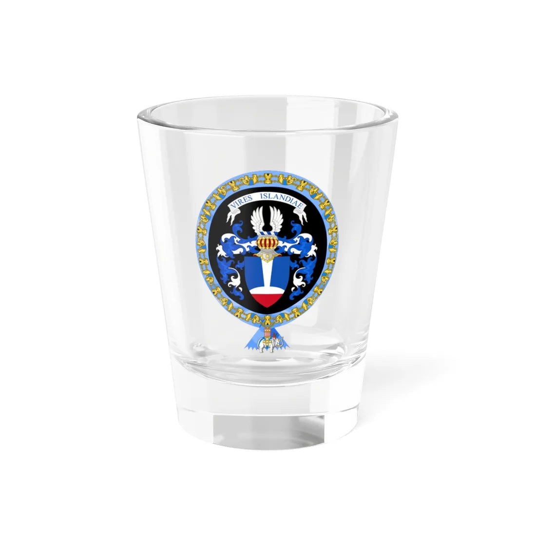 Coat of Arms of Ólafur Ragnar Grimsson Order of the Elephant (Denmark) (Coat of Arms) Shot Glass 1.5oz 1.5oz - Go Mug Yourself