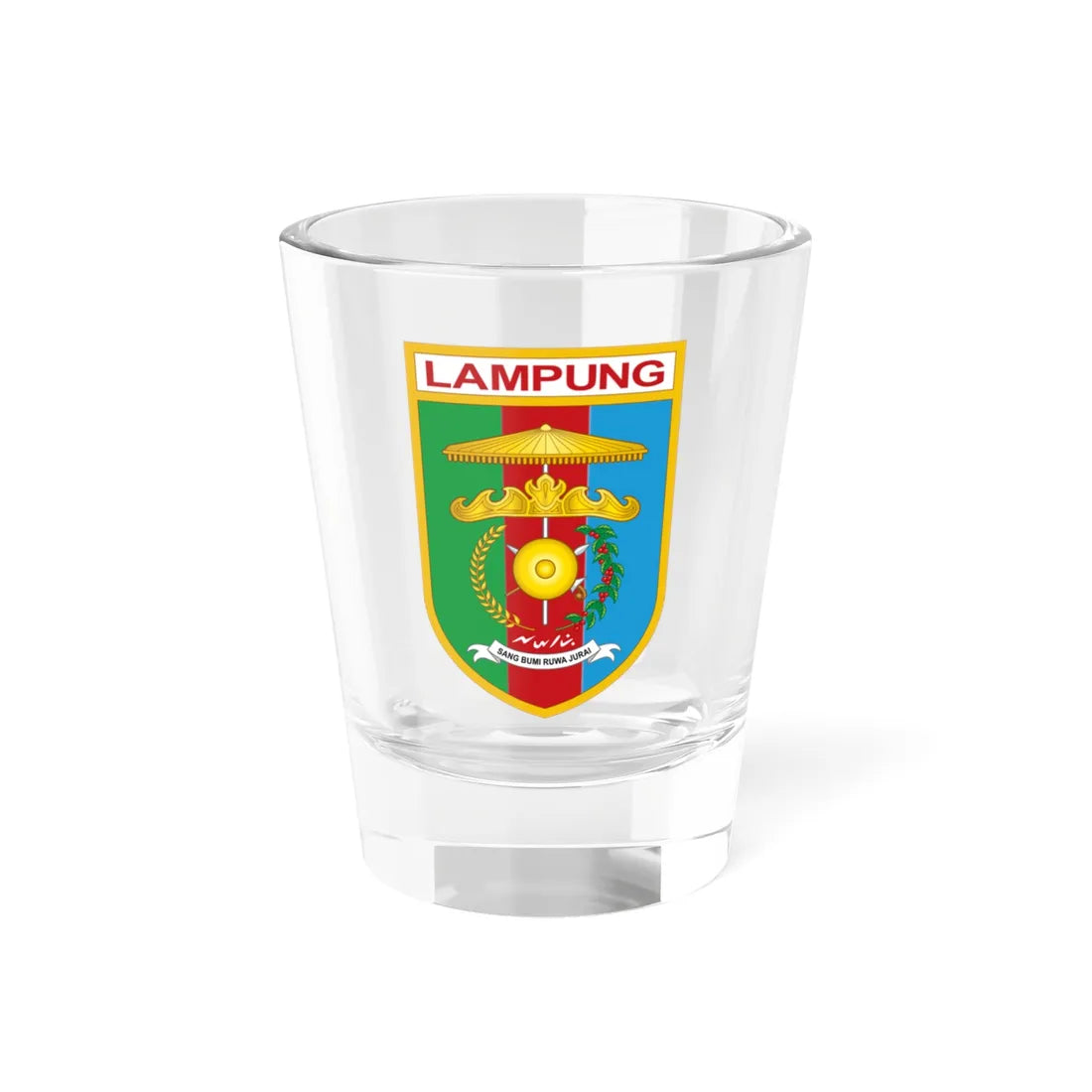 Coat of arms of Lampung (Indonesia) (Coat of Arms) Shot Glass 1.5oz - Go Mug Yourself