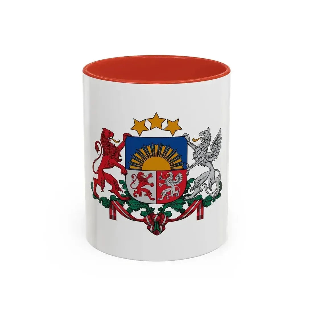 Coat of arms of Latvia - Accent Coffee Mug 11oz Red - Go Mug Yourself
