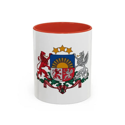 Coat of arms of Latvia - Accent Coffee Mug 11oz Red - Go Mug Yourself
