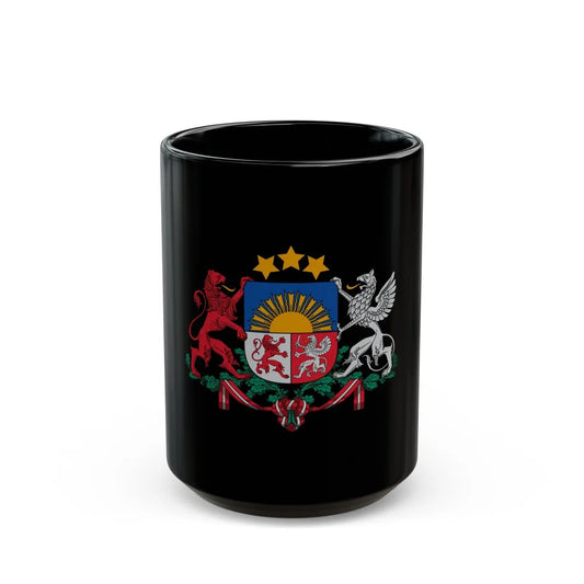 Coat of arms of Latvia - Black Coffee Mug-15oz-Go Mug Yourself