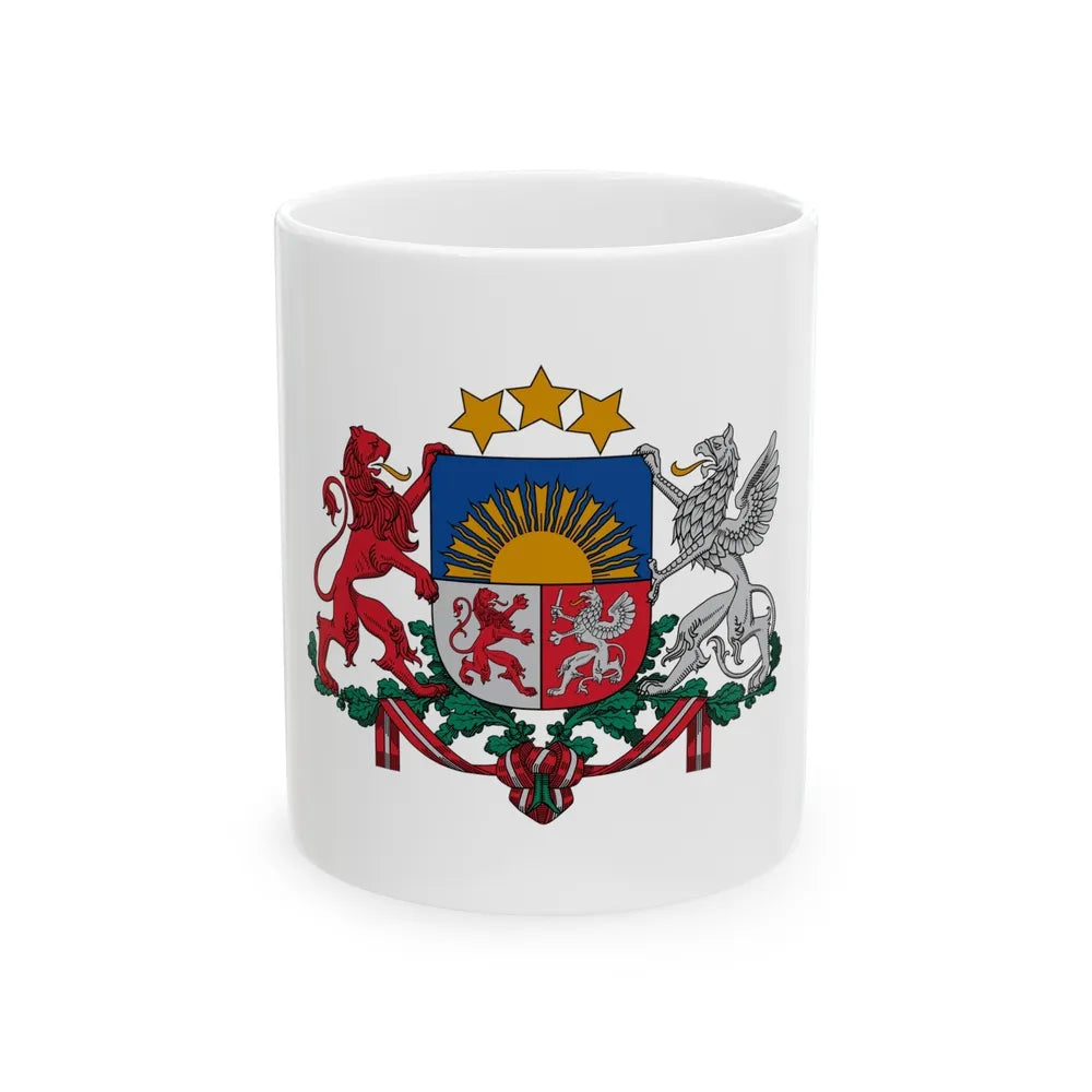 Coat of arms of Latvia - White Coffee Mug-11oz-Go Mug Yourself