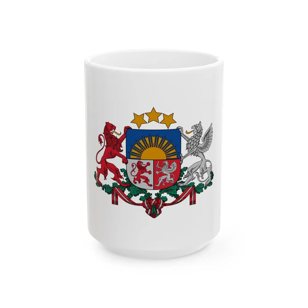 Coat of arms of Latvia - White Coffee Mug-15oz-Go Mug Yourself