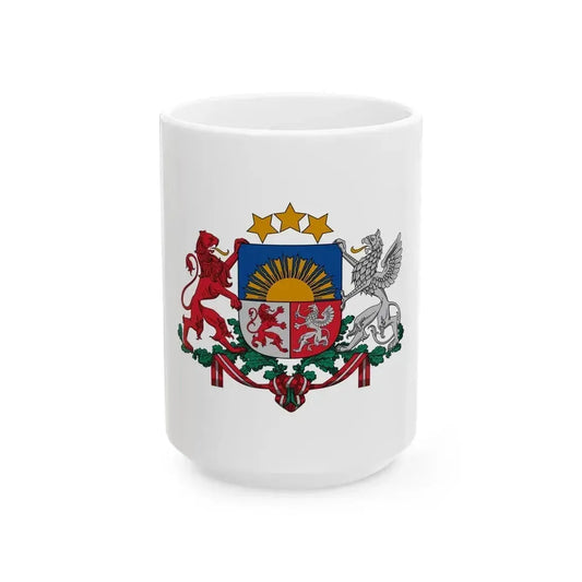 Coat of arms of Latvia - White Coffee Mug 15oz - Go Mug Yourself