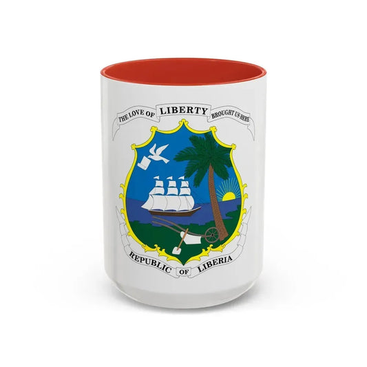 Coat of arms of Liberia - Accent Coffee Mug 15oz Red - Go Mug Yourself