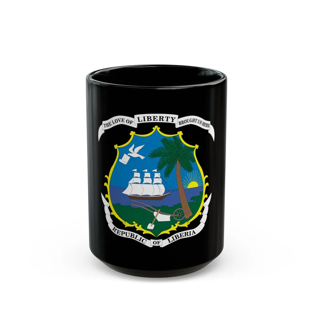 Coat of arms of Liberia - Black Coffee Mug-15oz-Go Mug Yourself