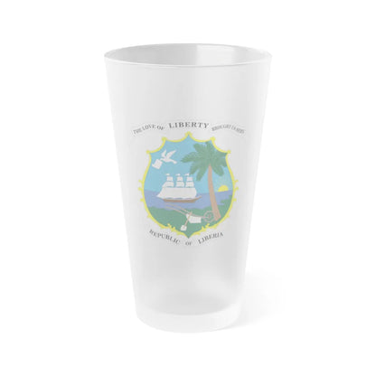 Coat of arms of Liberia - Frosted Pint Glass 16oz-16oz-Frosted-Go Mug Yourself