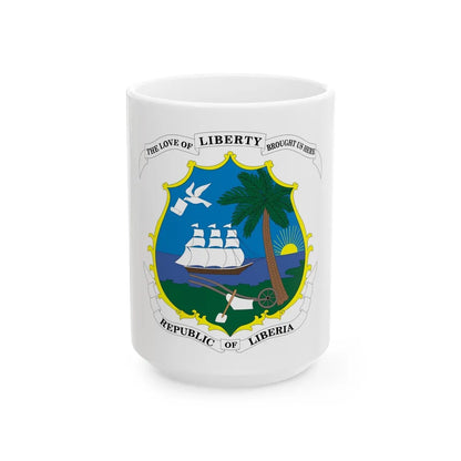 Coat of arms of Liberia - White Coffee Mug-15oz-Go Mug Yourself