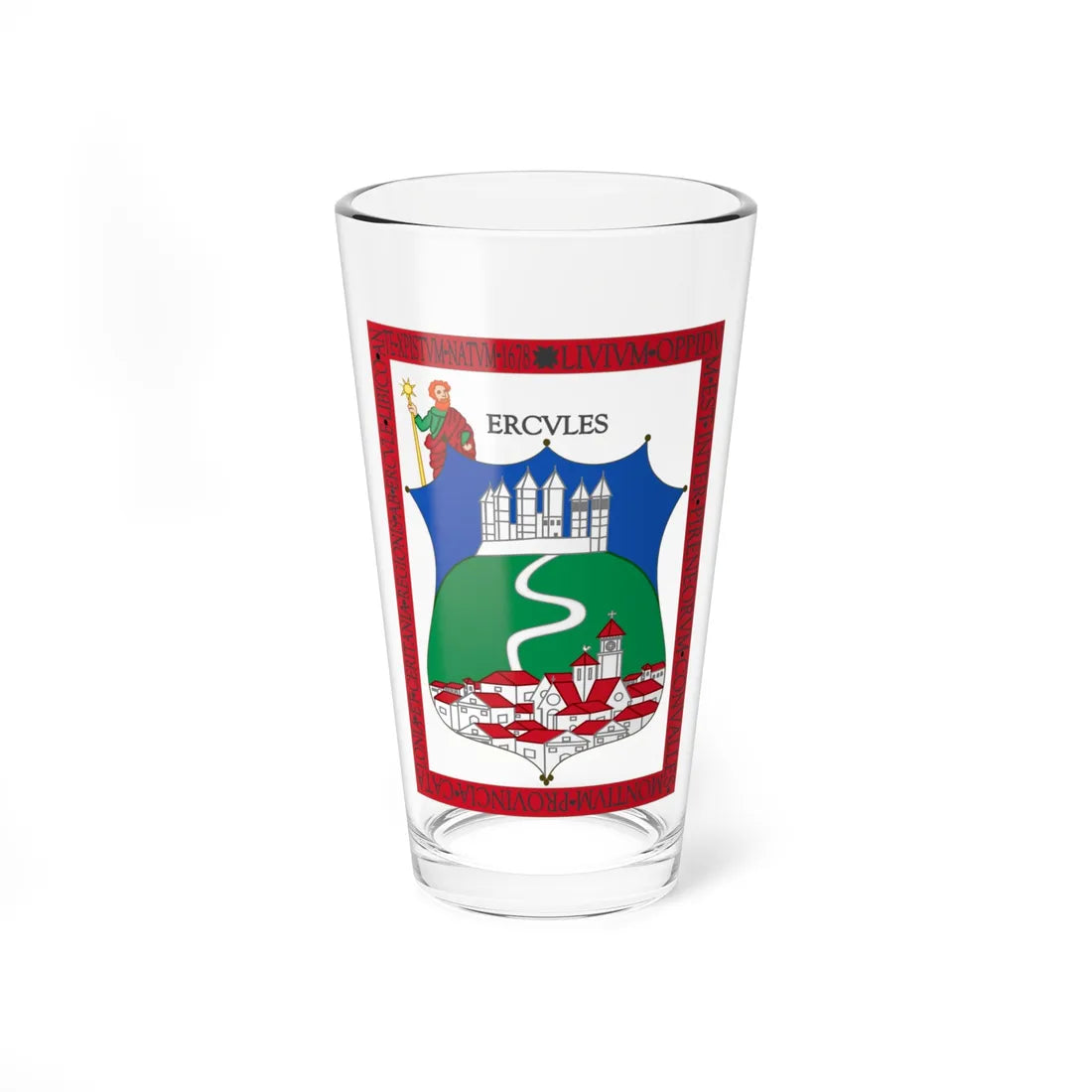 Coat of Arms of Llívia (Spain) (Coat of Arms) Pint Glass 16oz 16oz - Go Mug Yourself