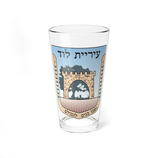Coat of arms of Lod (Israel) (Coat of Arms) Pint Glass 16oz 16oz - Go Mug Yourself