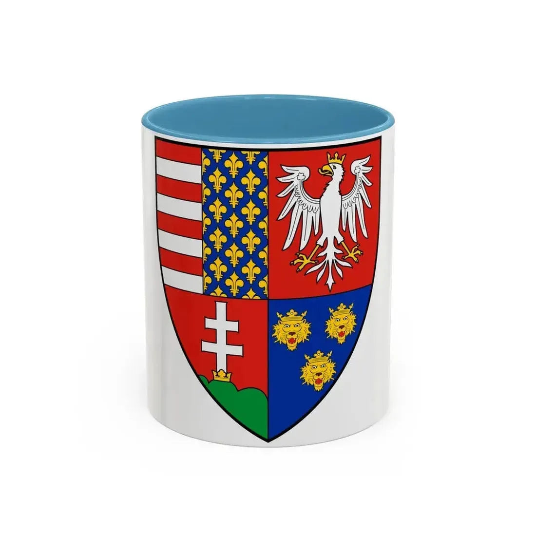 Coat of arms of Louis I of Hungary (1370) - Accent Coffee Mug 11oz Light Blue - Go Mug Yourself