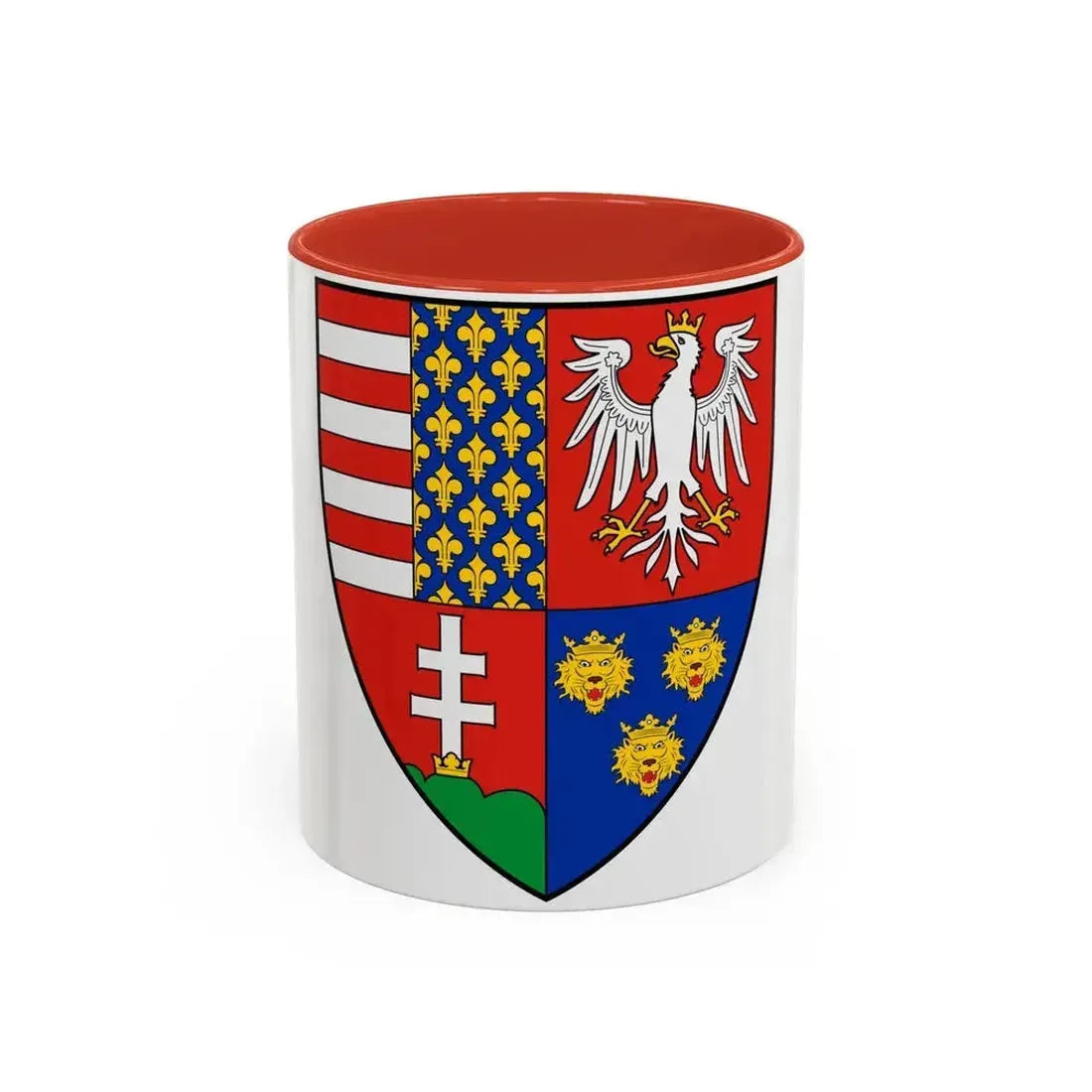 Coat of arms of Louis I of Hungary (1370) - Accent Coffee Mug 11oz Red - Go Mug Yourself