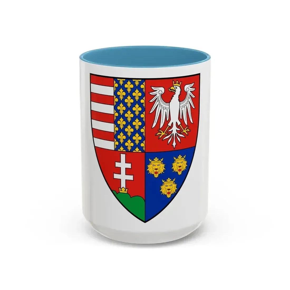 Coat of arms of Louis I of Hungary (1370) - Accent Coffee Mug 15oz Light Blue - Go Mug Yourself