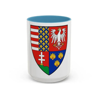 Coat of arms of Louis I of Hungary (1370) - Accent Coffee Mug 15oz Light Blue - Go Mug Yourself