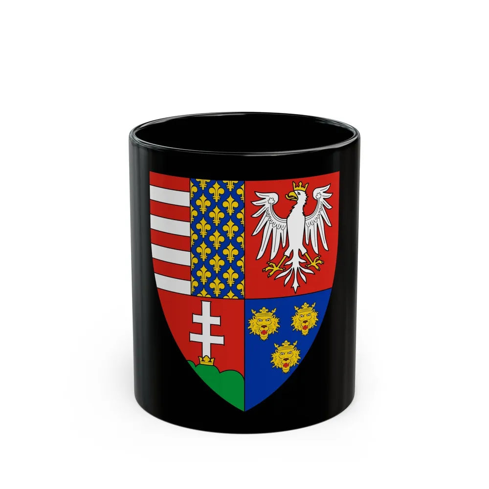 Coat of arms of Louis I of Hungary (1370) - Black Coffee Mug-11oz-Go Mug Yourself