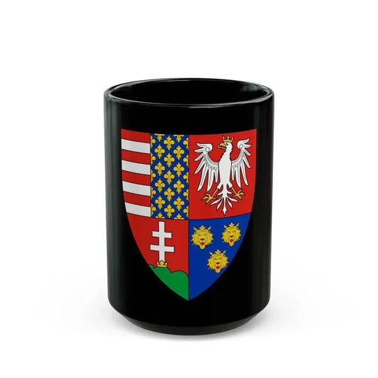 Coat of arms of Louis I of Hungary (1370) - Black Coffee Mug 15oz - Go Mug Yourself