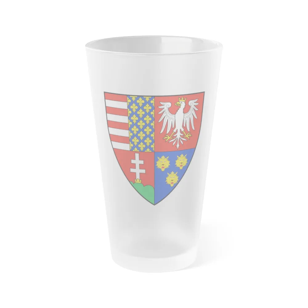 Coat of arms of Louis I of Hungary (1370) - Frosted Pint Glass 16oz-Go Mug Yourself