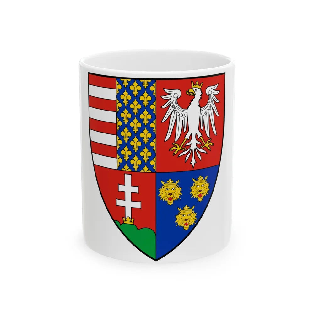 Coat of arms of Louis I of Hungary (1370) - White Coffee Mug-11oz-Go Mug Yourself