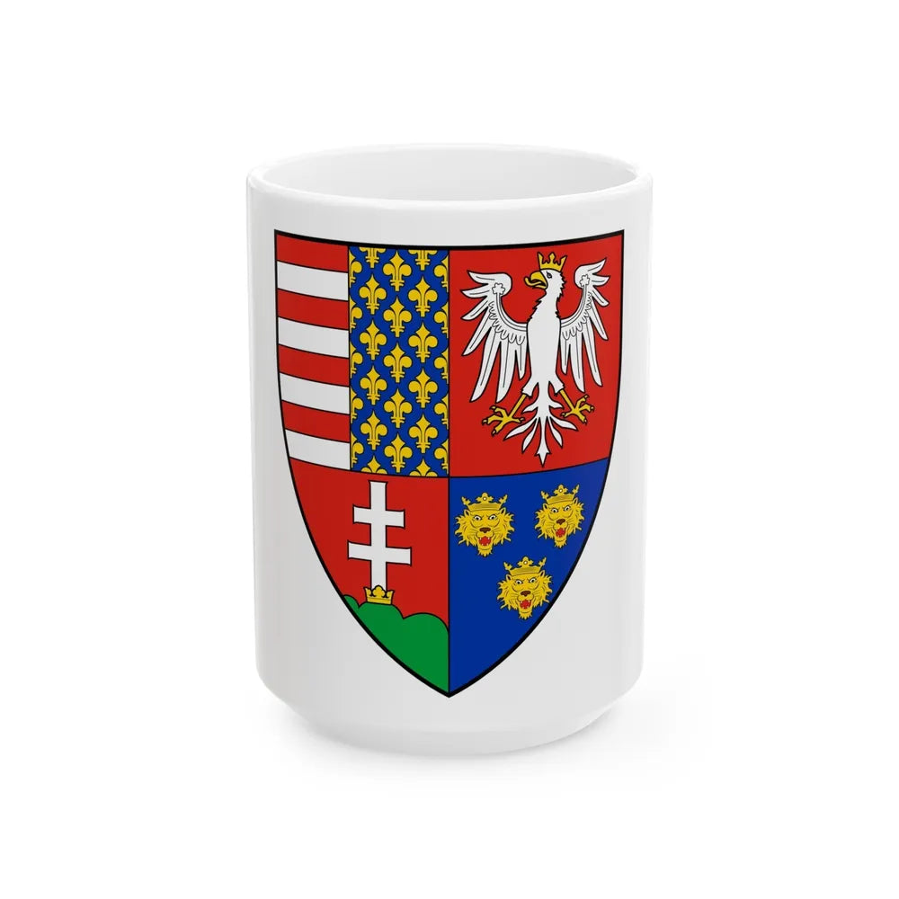 Coat of arms of Louis I of Hungary (1370) - White Coffee Mug-15oz-Go Mug Yourself