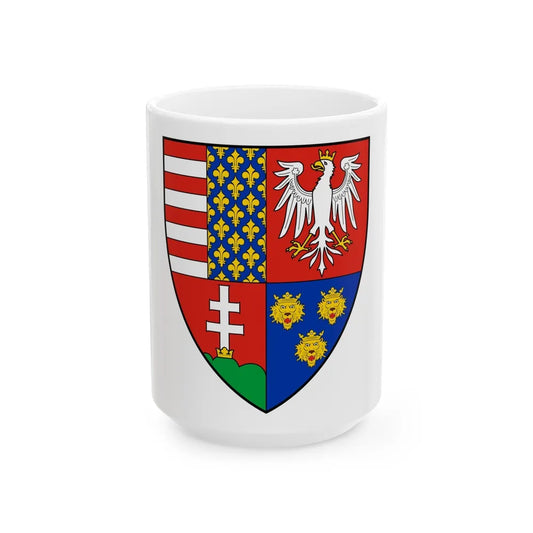 Coat of arms of Louis I of Hungary (1370) - White Coffee Mug-15oz-Go Mug Yourself