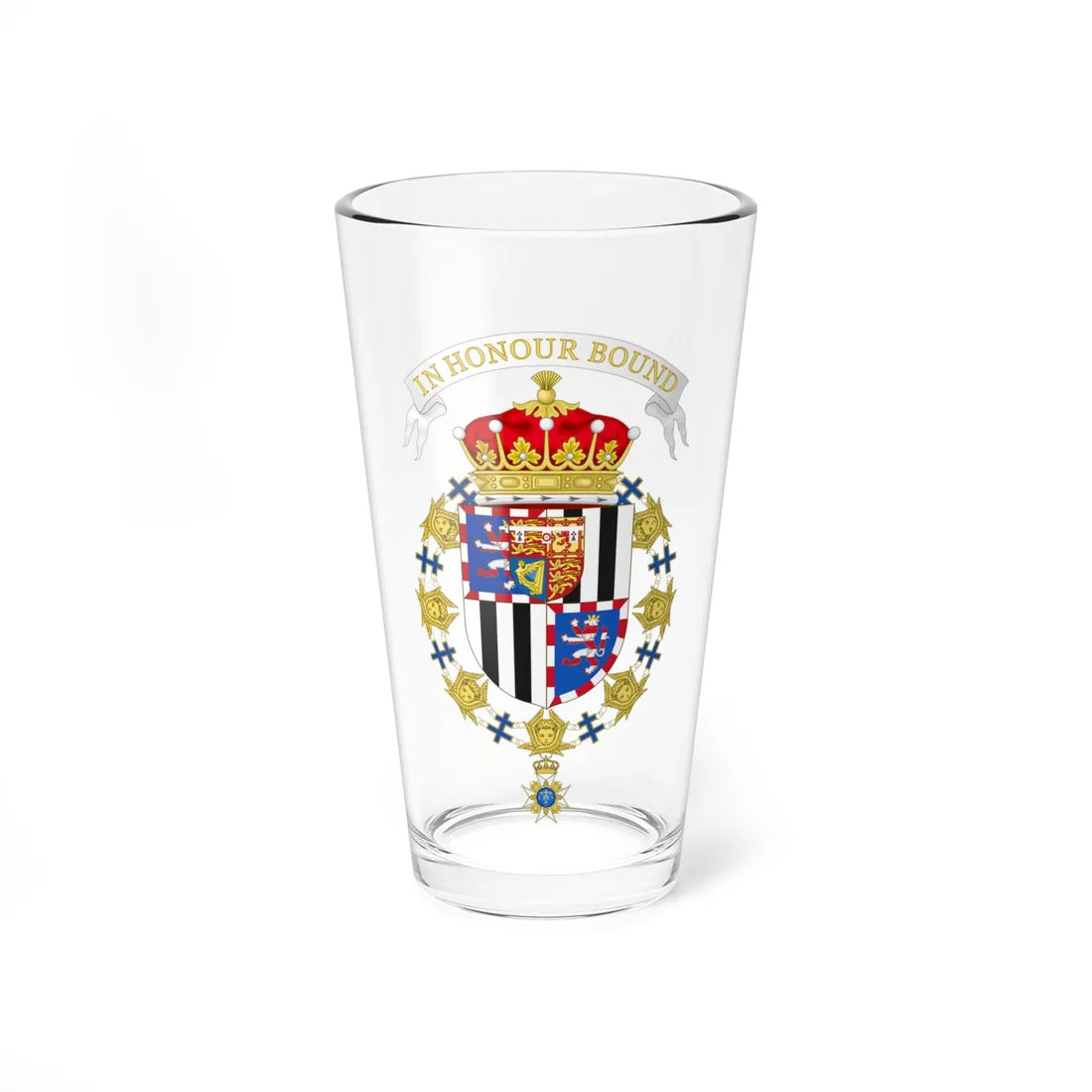 Coat of Arms of Louis Mountbatten 1st Earl Mountbatten of Burma Order of the Seraphim (Sweden) (Coat of Arms) Pint Glass 16oz 16oz - Go Mug Yourself