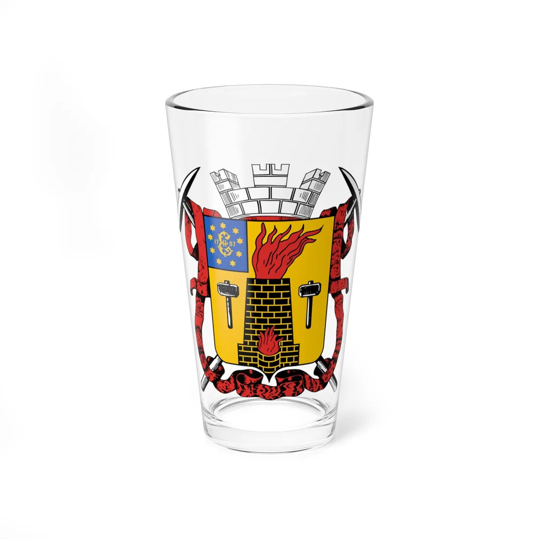 Coat of arms of Luhansk 1903 (Ukraine) (Coat of Arms) Pint Glass 16oz 16oz - Go Mug Yourself