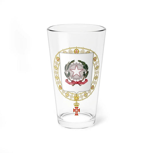 Coat of Arms of Luigi Einaudi and Antonio Segni Supreme Order of Christ (Italy) (Coat of Arms) Pint Glass 16oz 16oz - Go Mug Yourself