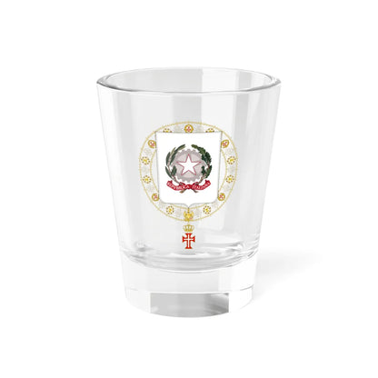 Coat of Arms of Luigi Einaudi and Antonio Segni Supreme Order of Christ (Italy) (Coat of Arms) Shot Glass 1.5oz 1.5oz - Go Mug Yourself