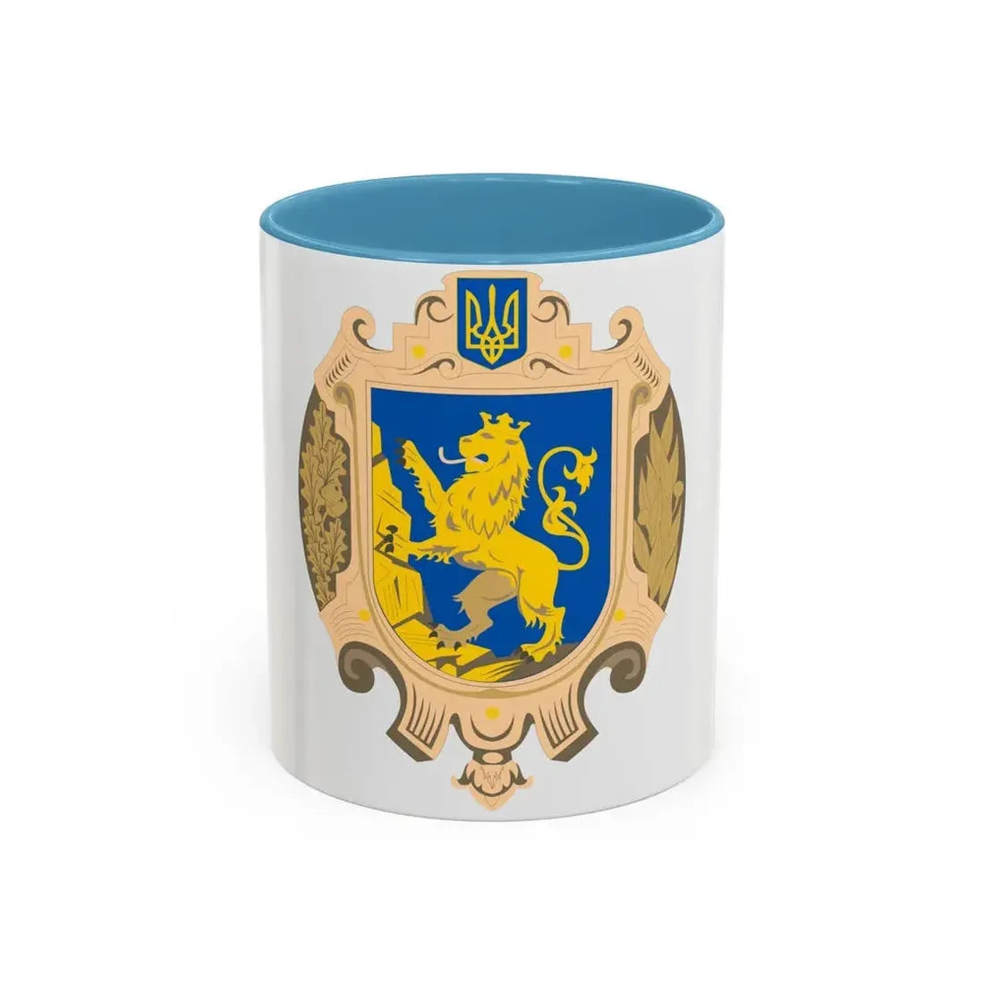 Coat of Arms of Lviv Oblast - Accent Coffee Mug 11oz Light Blue - Go Mug Yourself