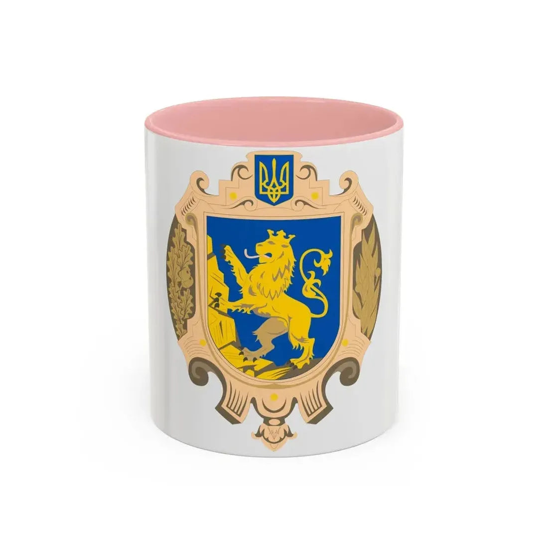 Coat of Arms of Lviv Oblast - Accent Coffee Mug 11oz Pink - Go Mug Yourself