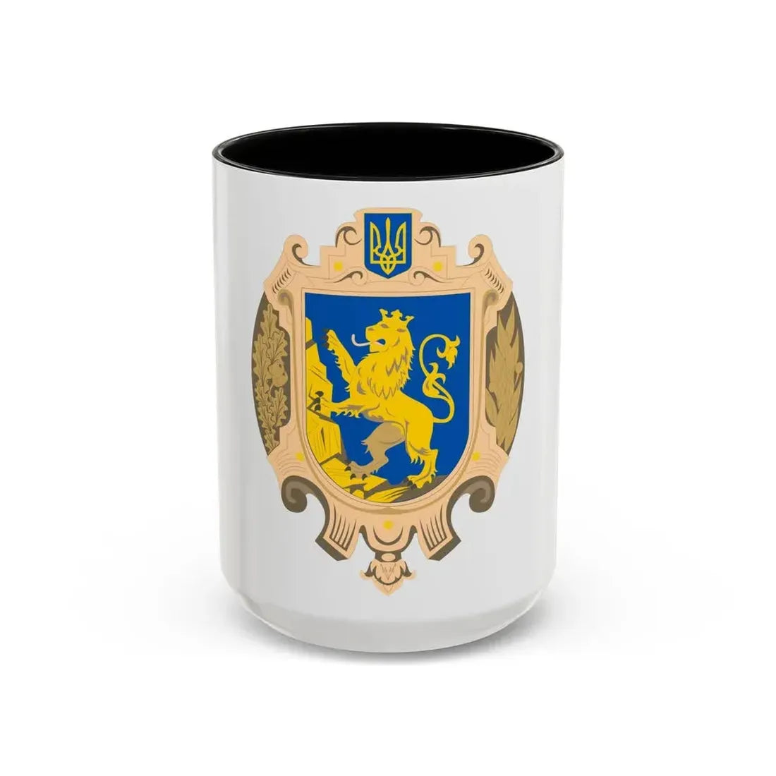 Coat of Arms of Lviv Oblast - Accent Coffee Mug 15oz Black - Go Mug Yourself