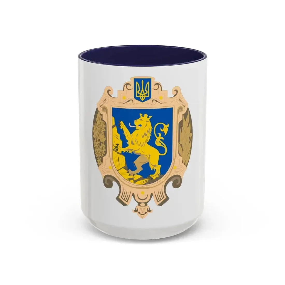 Coat of Arms of Lviv Oblast - Accent Coffee Mug 15oz Navy - Go Mug Yourself