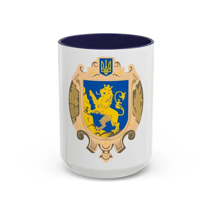 Coat of Arms of Lviv Oblast - Accent Coffee Mug 15oz Navy - Go Mug Yourself