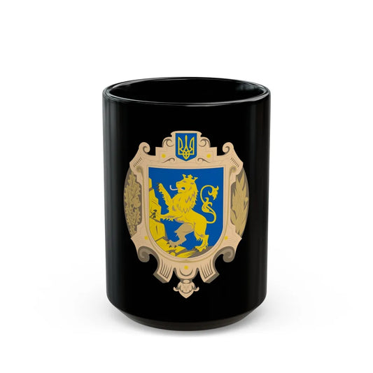 Coat of Arms of Lviv Oblast - Black Coffee Mug-15oz-Go Mug Yourself