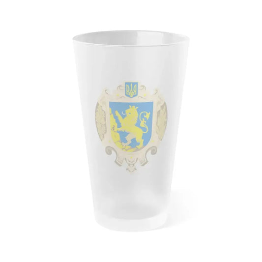 Coat of Arms of Lviv Oblast - Frosted Pint Glass 16oz Default Title - Go Mug Yourself
