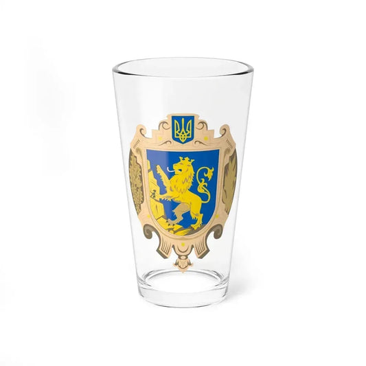 Coat of Arms of Lviv Oblast - Pint Glass 16oz 16oz - Go Mug Yourself