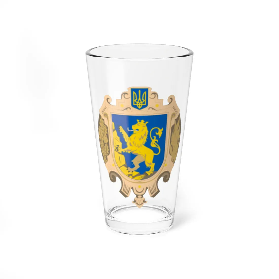 Coat of Arms of Lviv Oblast (Ukraine) (Coat of Arms) Pint Glass 16oz 16oz - Go Mug Yourself