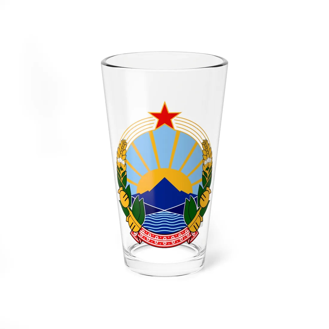 Coat of arms of Macedonia 1946-2009 (Yugoslavia) (Coat of Arms) Pint Glass 16oz 16oz - Go Mug Yourself
