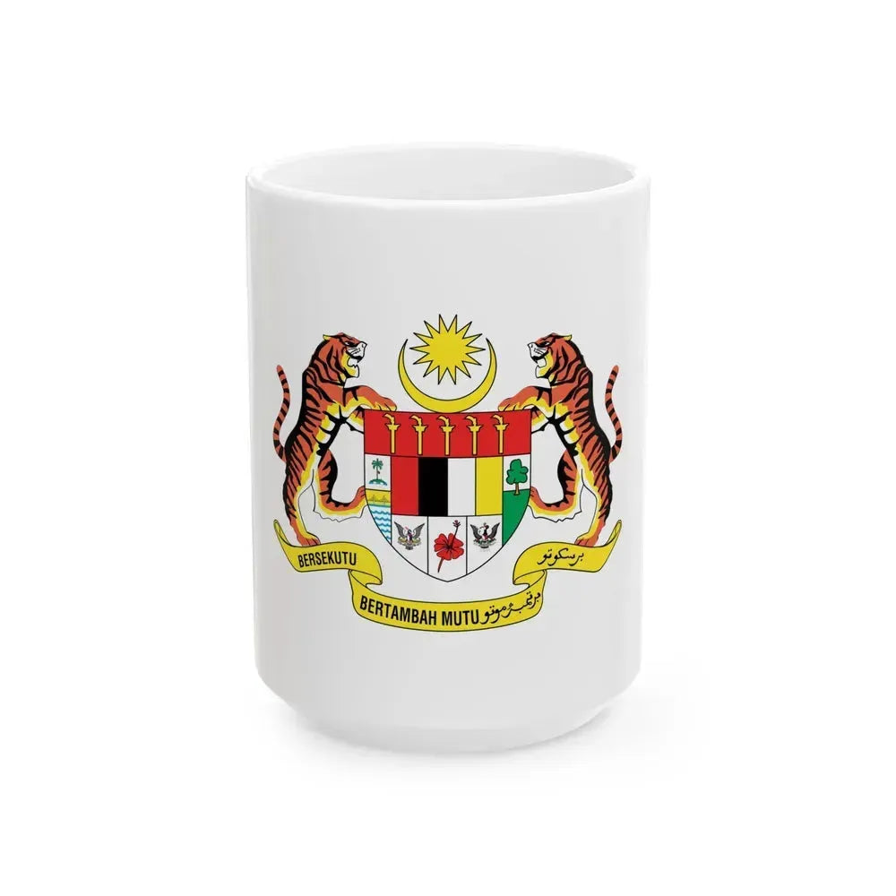 Coat of arms of Malaysia (1982-1988) - White Coffee Mug 15oz - Go Mug Yourself
