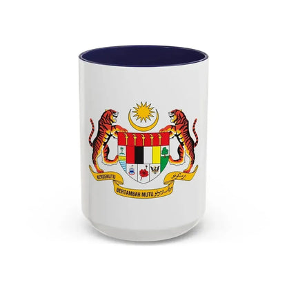 Coat of arms of Malaysia - Accent Coffee Mug 15oz Navy - Go Mug Yourself