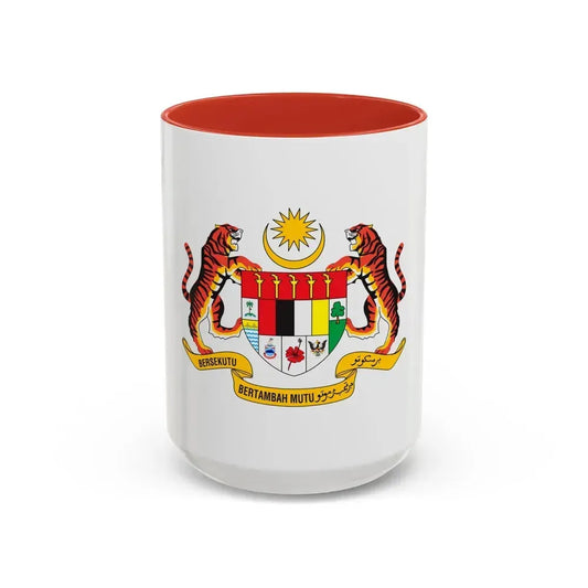 Coat of arms of Malaysia - Accent Coffee Mug 15oz Red - Go Mug Yourself