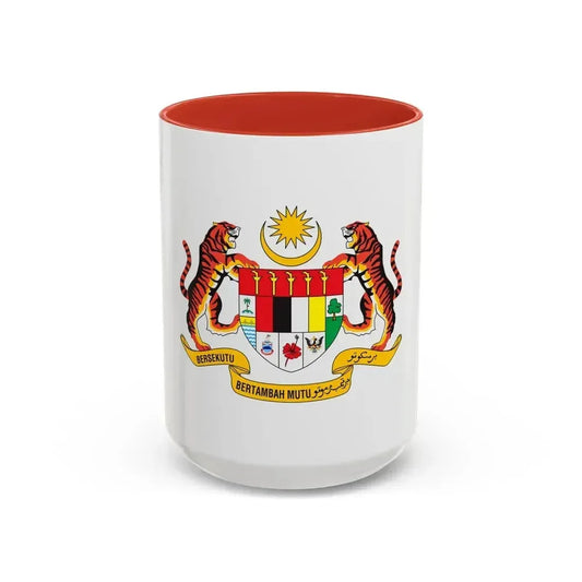 Coat of arms of Malaysia - Accent Coffee Mug 15oz Red - Go Mug Yourself
