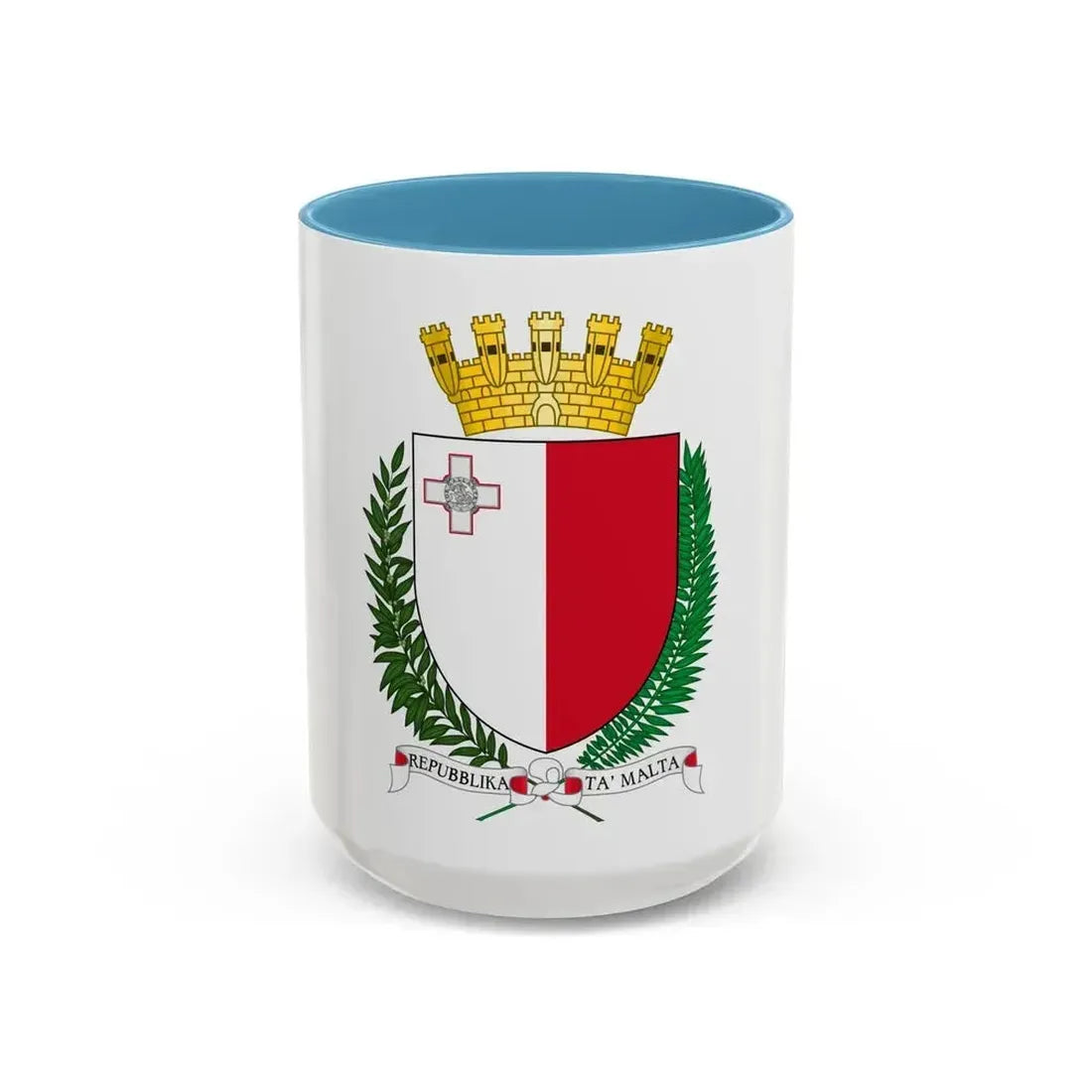 Coat of arms of Malta - Accent Coffee Mug 15oz Light Blue - Go Mug Yourself