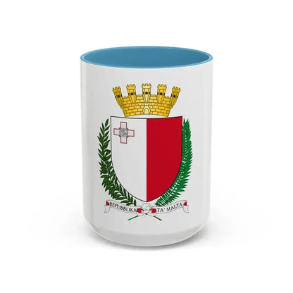 Coat of arms of Malta - Accent Coffee Mug 15oz Light Blue - Go Mug Yourself