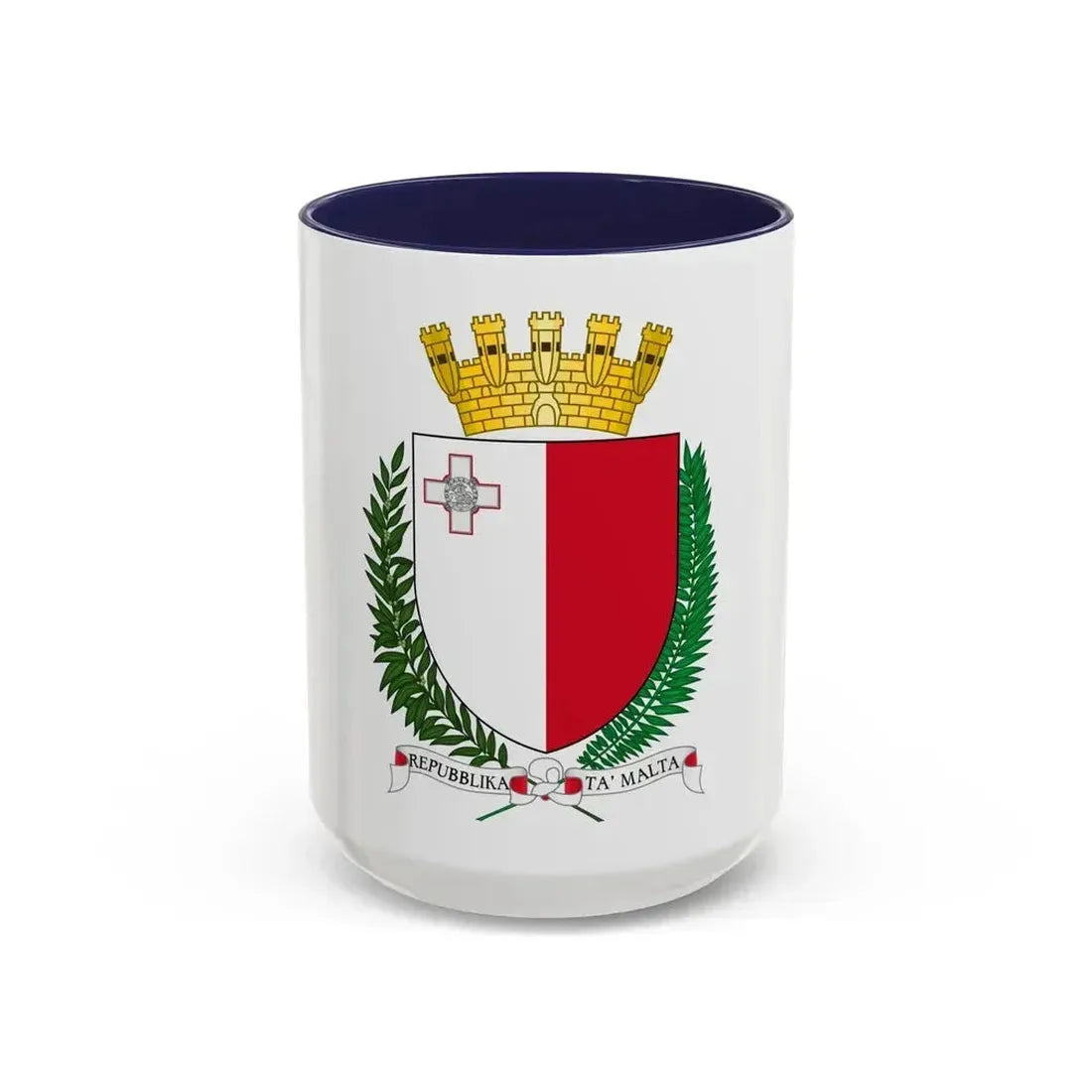 Coat of arms of Malta - Accent Coffee Mug 15oz Navy - Go Mug Yourself