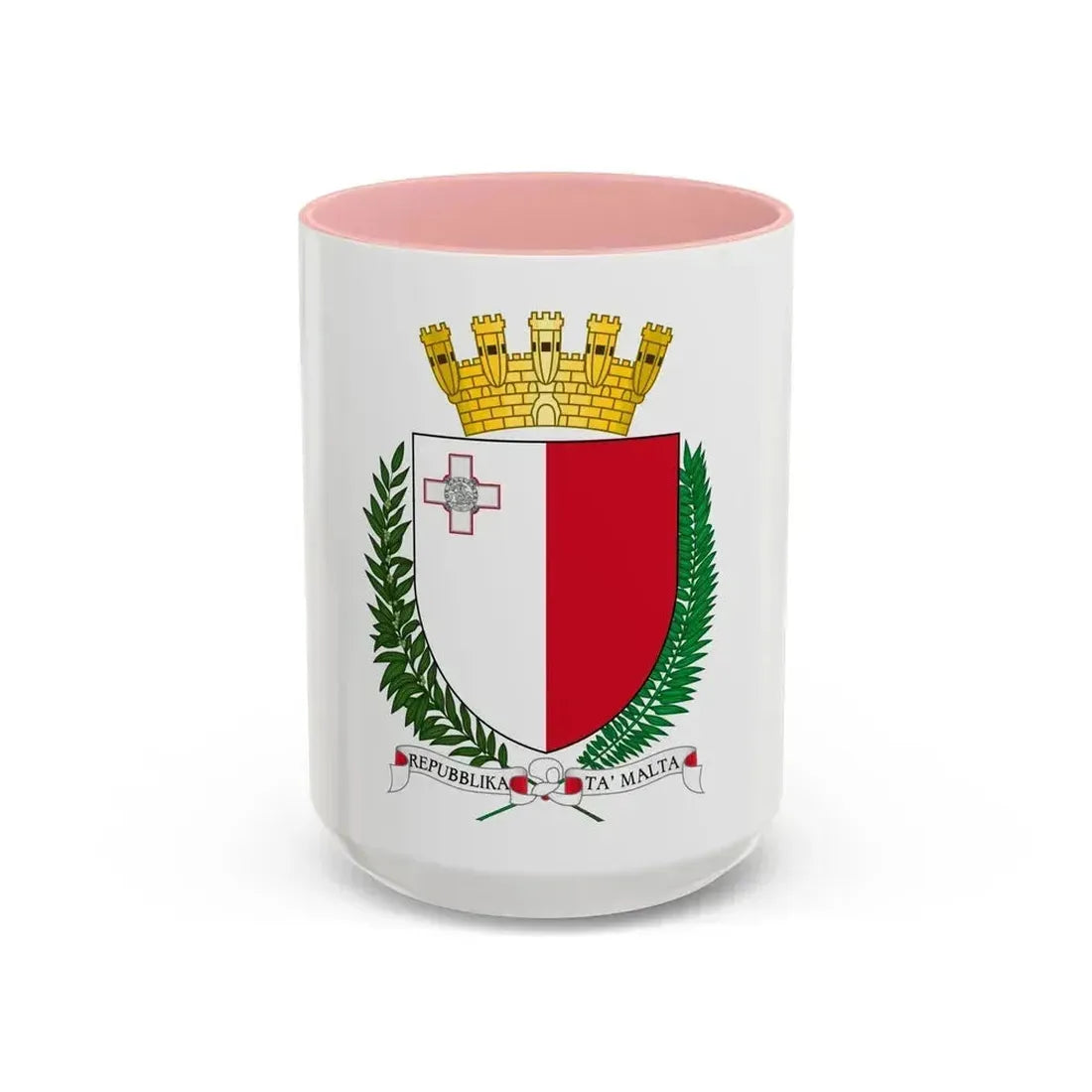 Coat of arms of Malta - Accent Coffee Mug 15oz Pink - Go Mug Yourself