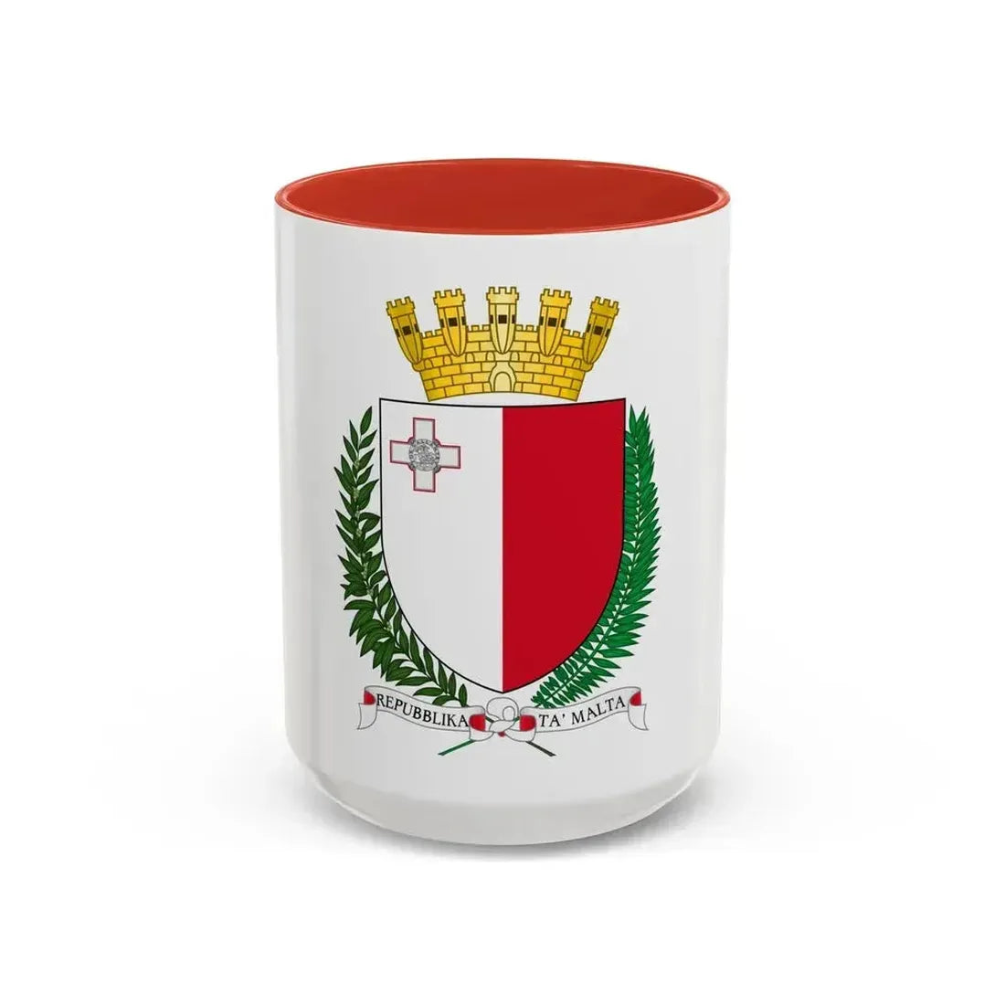 Coat of arms of Malta - Accent Coffee Mug 15oz Red - Go Mug Yourself