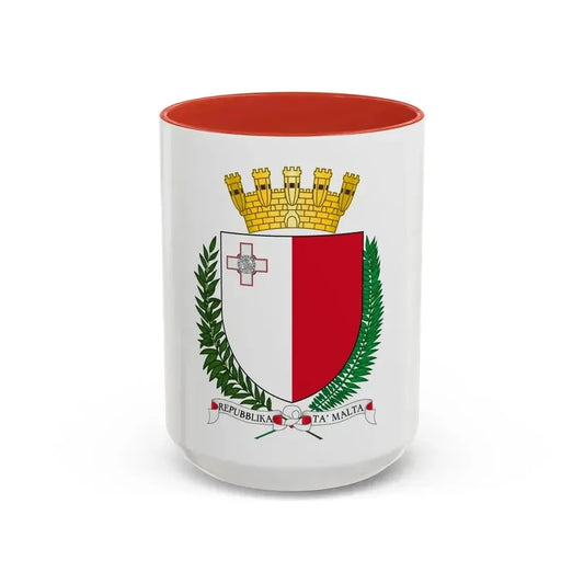 Coat of arms of Malta - Accent Coffee Mug 15oz Red - Go Mug Yourself