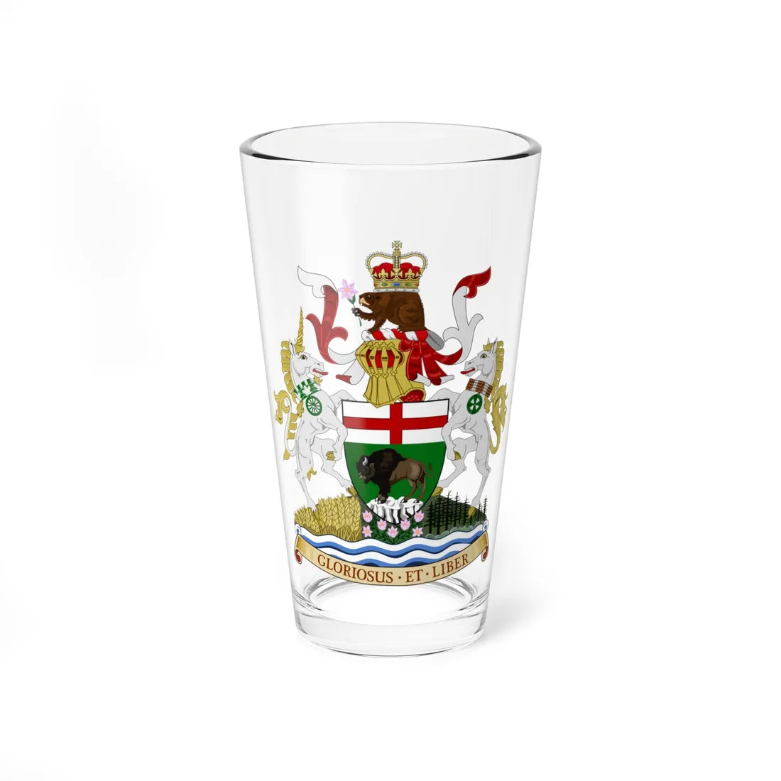 Coat of arms of Manitoba (Canada) (Coat of Arms) Pint Glass 16oz 16oz - Go Mug Yourself